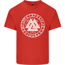 Valknut Circle With Viking Text White Print Mens Cotton T-Shirt Tee Top Red