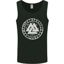 Valknut Circle With Viking Text White Print Mens Vest Tank Top Black