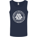 Valknut Circle With Viking Text White Print Mens Vest Tank Top Navy Blue