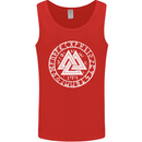 Valknut Circle With Viking Text White Print Mens Vest Tank Top Red