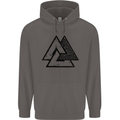 Valknut Symbol Vikings Gym With Black Print Mens 80% Cotton Hoodie Charcoal