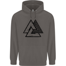 Valknut Symbol Vikings Gym With Black Print Mens 80% Cotton Hoodie Charcoal