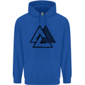 Valknut Symbol Vikings Gym With Black Print Mens 80% Cotton Hoodie Royal Blue