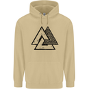 Valknut Symbol Vikings Gym With Black Print Mens 80% Cotton Hoodie Sand