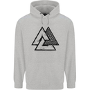 Valknut Symbol Vikings Gym With Black Print Mens 80% Cotton Hoodie Sports Grey