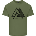 Valknut Symbol Vikings Gym With Black Print Mens Cotton T-Shirt Tee Top Military Green