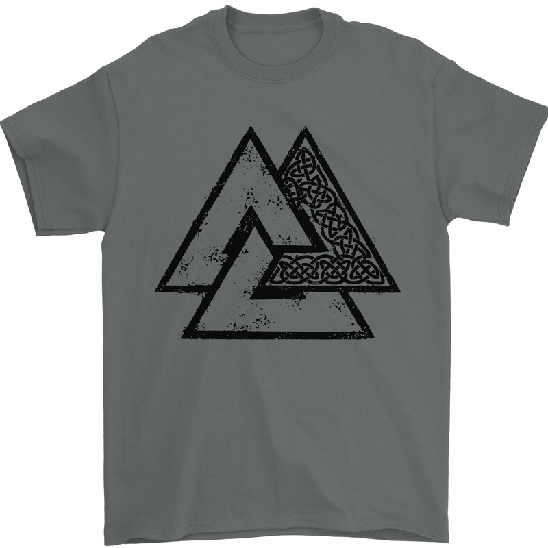 Valknut Symbol Vikings Gym With Black Print Mens T-Shirt 100% Cotton Charcoal