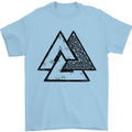 Valknut Symbol Vikings Gym With Black Print Mens T-Shirt 100% Cotton Light Blue