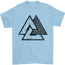 Valknut Symbol Vikings Gym With Black Print Mens T-Shirt 100% Cotton Light Blue