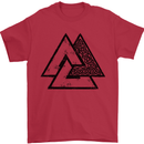 Valknut Symbol Vikings Gym With Black Print Mens T-Shirt 100% Cotton Red