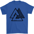 Valknut Symbol Vikings Gym With Black Print Mens T-Shirt 100% Cotton Royal Blue