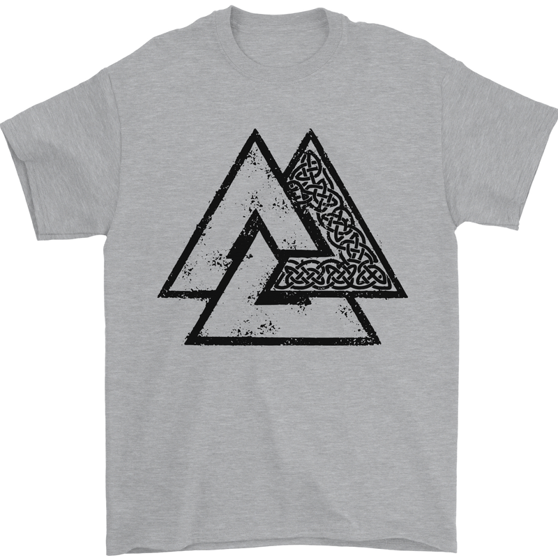Valknut Symbol Vikings Gym With Black Print Mens T-Shirt 100% Cotton Sports Grey