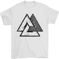 Valknut Symbol Vikings Gym With Black Print Mens T-Shirt 100% Cotton White
