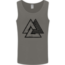 Valknut Symbol Vikings Gym With Black Print Mens Vest Tank Top Charcoal