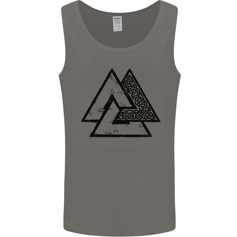 Valknut Symbol Vikings Gym With Black Print Mens Vest Tank Top Charcoal