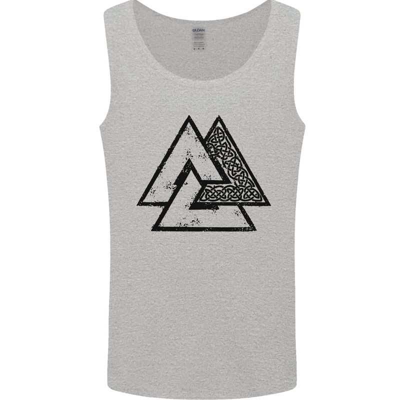 Valknut Symbol Vikings Gym With Black Print Mens Vest Tank Top Sports Grey