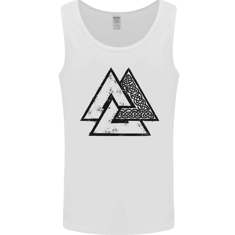 Valknut Symbol Vikings Gym With Black Print Mens Vest Tank Top White