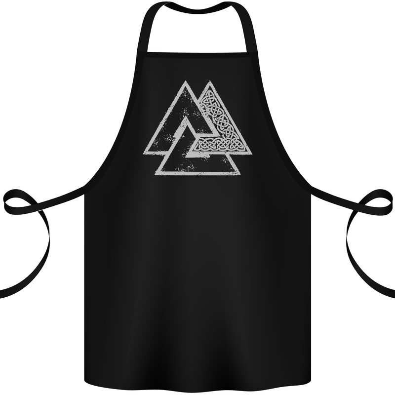 Valknut Symbol Vikings Gym With White Print Cotton Apron 100% Organic Black