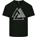 Valknut Symbol Vikings Gym With White Print Kids T-Shirt Childrens Black