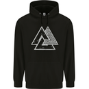 Valknut Symbol Vikings Gym With White Print Mens 80% Cotton Hoodie Black