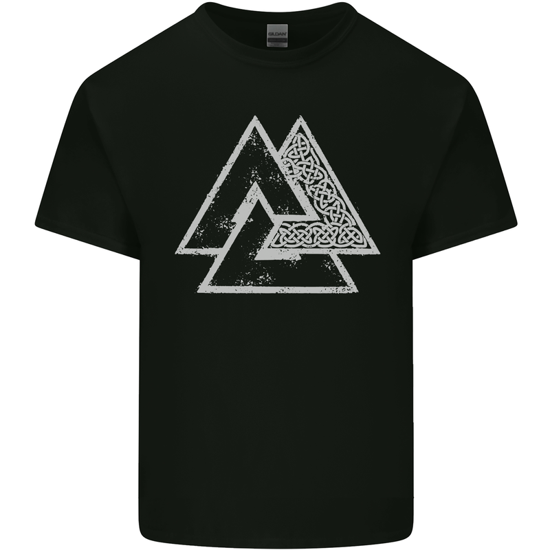 Valknut Symbol Vikings Gym With White Print Mens Cotton T-Shirt Tee Top Black