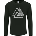 Valknut Symbol Vikings Gym With White Print Mens Long Sleeve T-Shirt Black