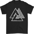 Valknut Symbol Vikings Gym With White Print Mens T-Shirt 100% Cotton Black