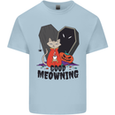 Vampire Cat Good Meowing Funny Halloween Mens Cotton T-Shirt Tee Top Light Blue