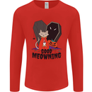 Vampire Cat Good Meowing Funny Halloween Mens Long Sleeve T-Shirt Red