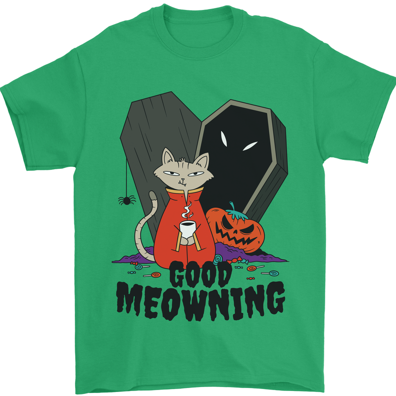 Vampire Cat Good Meowing Funny Halloween Mens T-Shirt 100% Cotton Irish Green