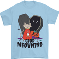 Vampire Cat Good Meowing Funny Halloween Mens T-Shirt 100% Cotton Light Blue
