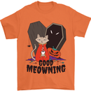 Vampire Cat Good Meowing Funny Halloween Mens T-Shirt 100% Cotton Orange