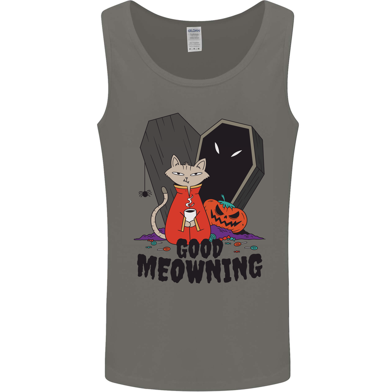Vampire Cat Good Meowing Funny Halloween Mens Vest Tank Top Charcoal