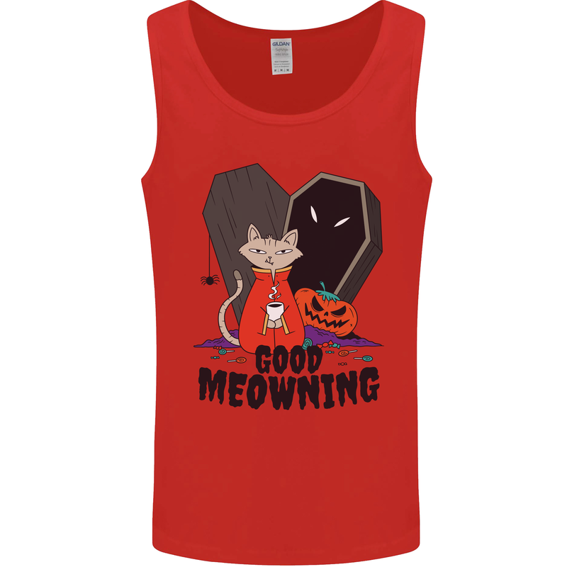 Vampire Cat Good Meowing Funny Halloween Mens Vest Tank Top Red