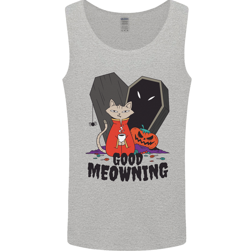 Vampire Cat Good Meowing Funny Halloween Mens Vest Tank Top Sports Grey