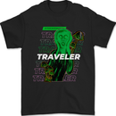 a black t - shirt with a green alien on it