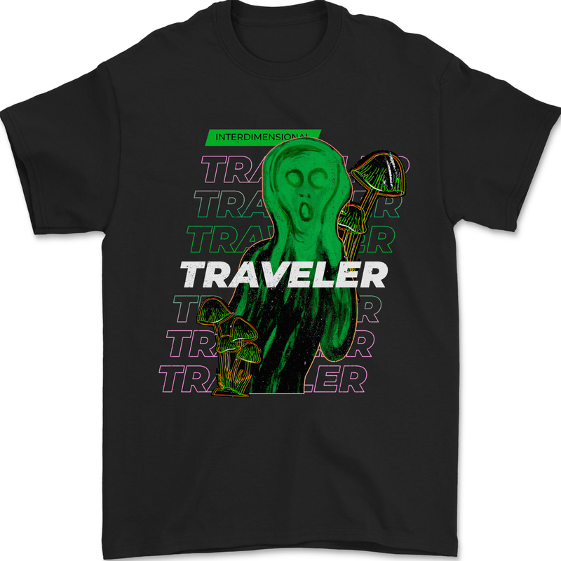 a black t - shirt with a green alien on it