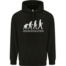 Vegan Evolution Vegetarian Funny Mens 80% Cotton Hoodie Black