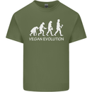 Vegan Evolution Vegetarian Funny Mens Cotton T-Shirt Tee Top Military Green