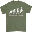 Vegan Evolution Vegetarian Funny Mens T-Shirt 100% Cotton Military Green