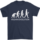 Vegan Evolution Vegetarian Funny Mens T-Shirt 100% Cotton Navy Blue