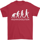 Vegan Evolution Vegetarian Funny Mens T-Shirt 100% Cotton Red