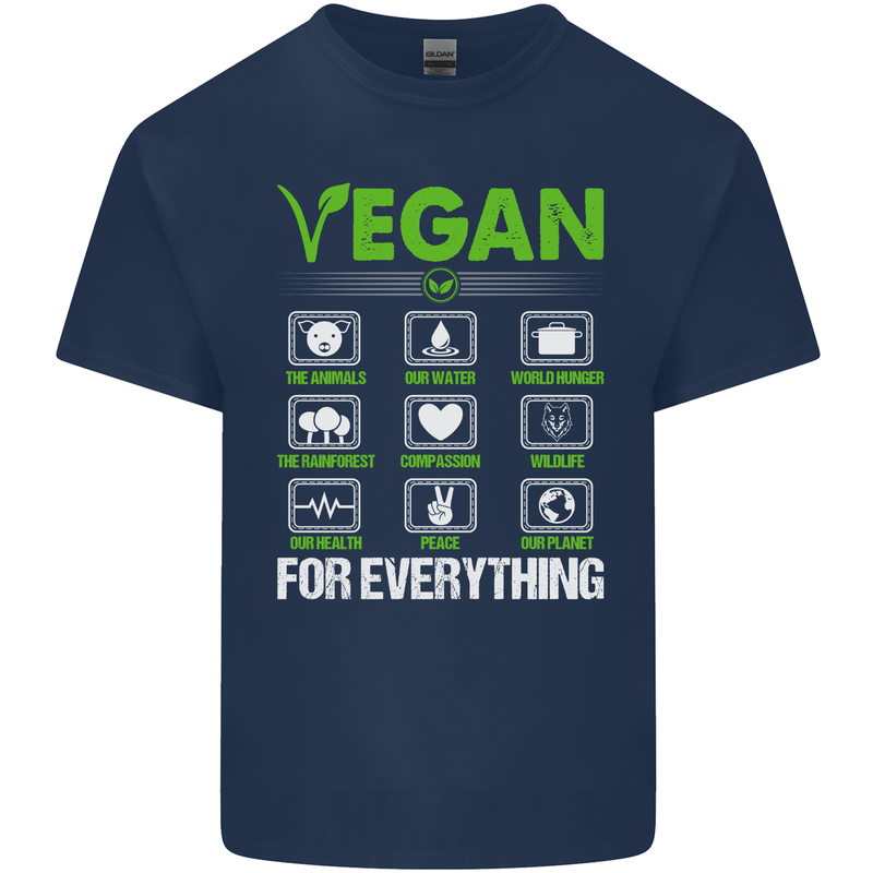 Vegan For Everything Mens Cotton T-Shirt Tee Top Navy Blue