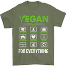 Vegan For Everything Mens T-Shirt 100% Cotton Military Green