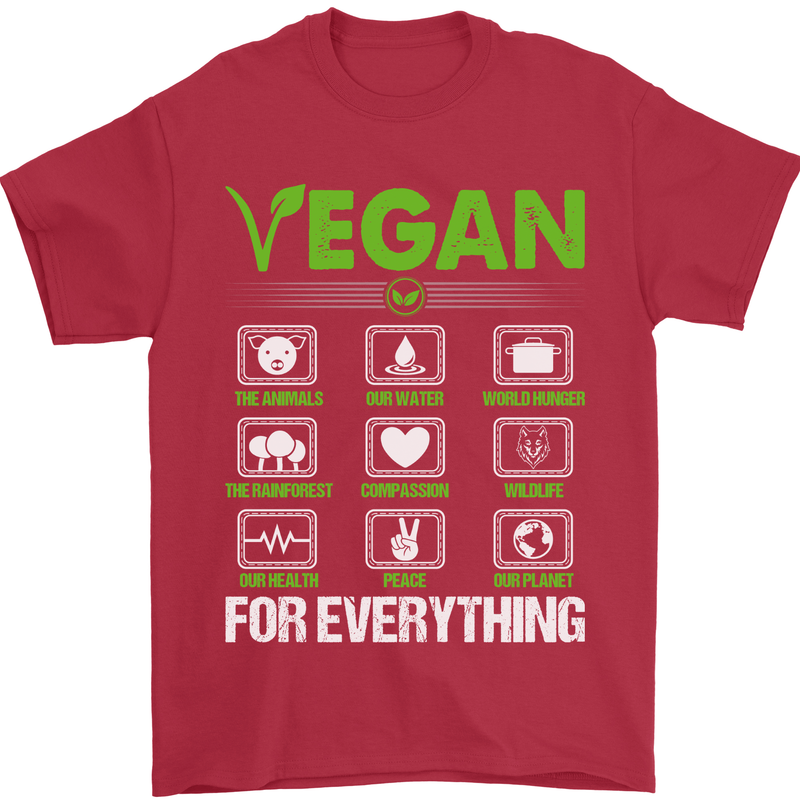 Vegan For Everything Mens T-Shirt 100% Cotton Red