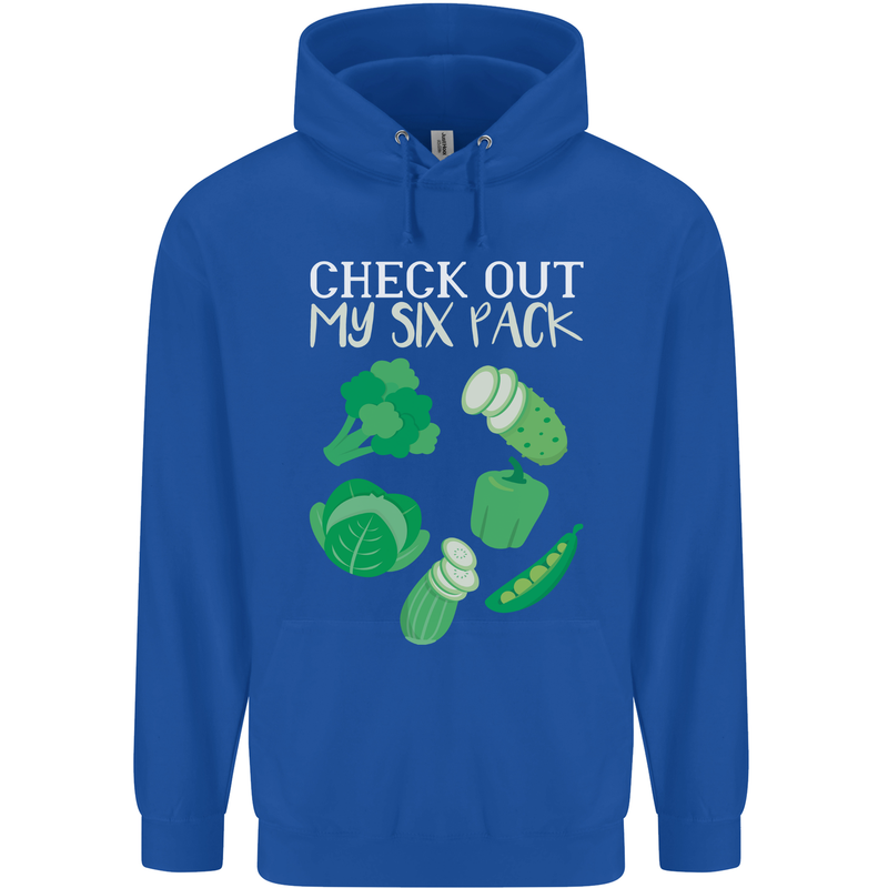 Vegan Six Pack Vegetarian Vegetables Mens 80% Cotton Hoodie Royal Blue