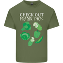 Vegan Six Pack Vegetarian Vegetables Mens Cotton T-Shirt Tee Top Military Green
