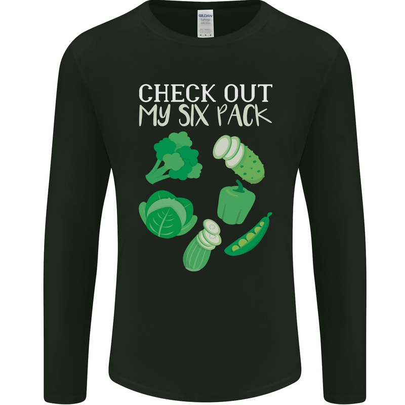 Vegan Six Pack Vegetarian Vegetables Mens Long Sleeve T-Shirt Black