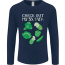 Vegan Six Pack Vegetarian Vegetables Mens Long Sleeve T-Shirt Navy Blue