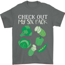 Vegan Six Pack Vegetarian Vegetables Mens T-Shirt 100% Cotton Charcoal